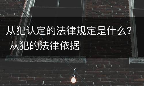从犯认定的法律规定是什么？ 从犯的法律依据