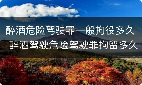 醉酒危险驾驶罪一般拘役多久 醉酒驾驶危险驾驶罪拘留多久