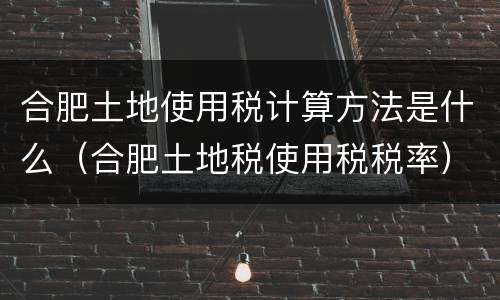 合肥土地使用税计算方法是什么（合肥土地税使用税税率）