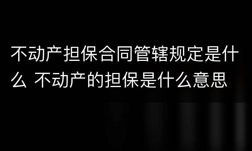 不动产担保合同管辖规定是什么 不动产的担保是什么意思