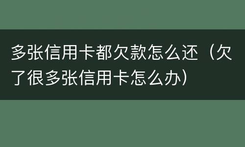 多张信用卡都欠款怎么还（欠了很多张信用卡怎么办）