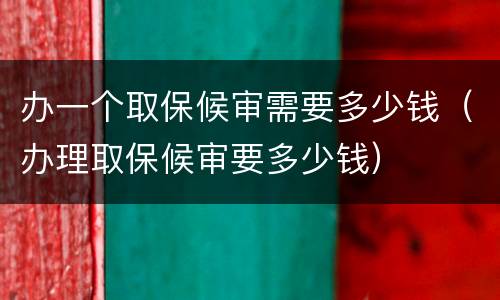 办一个取保候审需要多少钱（办理取保候审要多少钱）