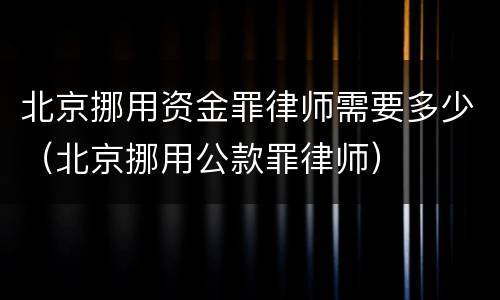 北京挪用资金罪律师需要多少（北京挪用公款罪律师）