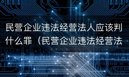 民营企业违法经营法人应该判什么罪（民营企业违法经营法人应该判什么罪名）