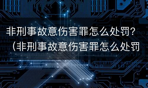 非刑事故意伤害罪怎么处罚？（非刑事故意伤害罪怎么处罚的）