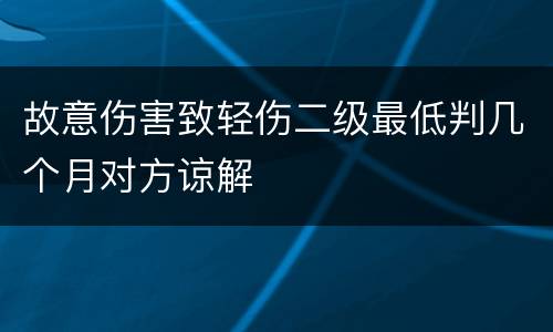 故意伤害致轻伤二级最低判几个月对方谅解