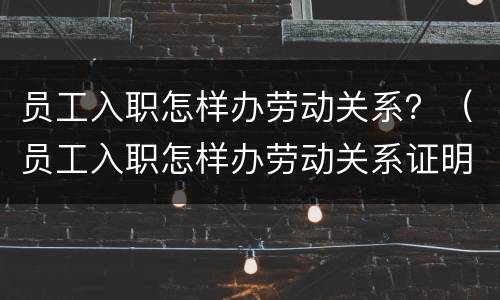 员工入职怎样办劳动关系？（员工入职怎样办劳动关系证明）