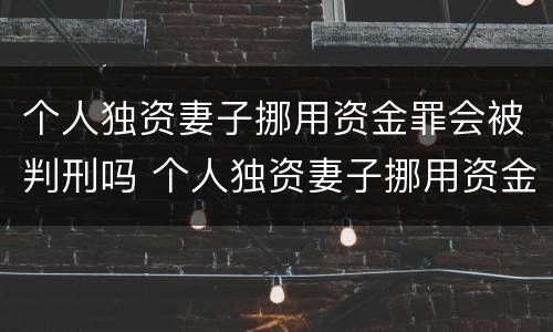 个人独资妻子挪用资金罪会被判刑吗 个人独资妻子挪用资金罪会被判刑吗知乎