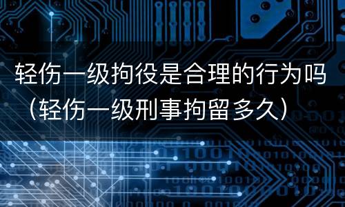 轻伤一级拘役是合理的行为吗（轻伤一级刑事拘留多久）