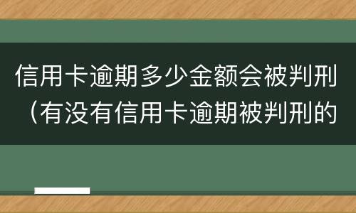 信用卡逾期多少金额会被判刑（有没有信用卡逾期被判刑的）