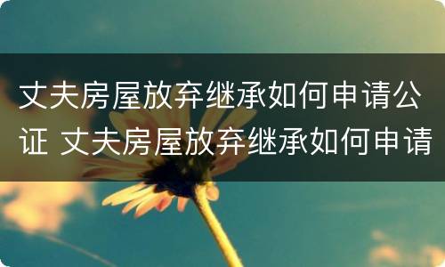 丈夫房屋放弃继承如何申请公证 丈夫房屋放弃继承如何申请公证处理