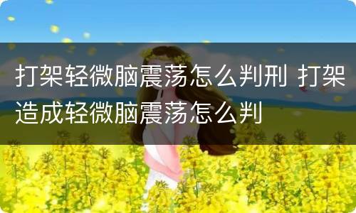 打架轻微脑震荡怎么判刑 打架造成轻微脑震荡怎么判