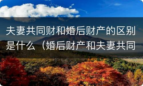 夫妻共同财和婚后财产的区别是什么（婚后财产和夫妻共同财产）
