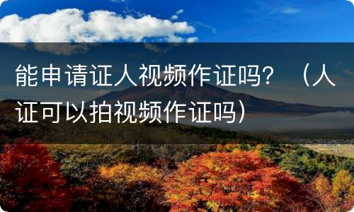 能申请证人视频作证吗？（人证可以拍视频作证吗）