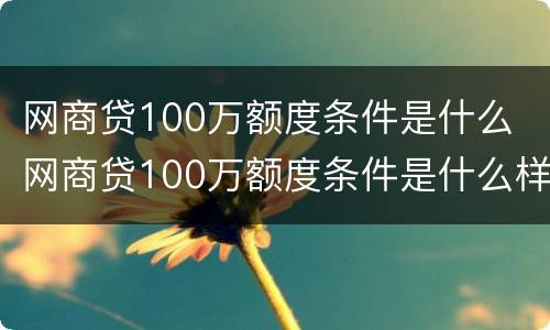 网商贷100万额度条件是什么 网商贷100万额度条件是什么样的