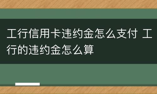 工行信用卡违约金怎么支付 工行的违约金怎么算