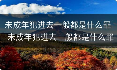 未成年犯进去一般都是什么罪 未成年犯进去一般都是什么罪行