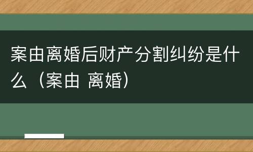 案由离婚后财产分割纠纷是什么（案由 离婚）