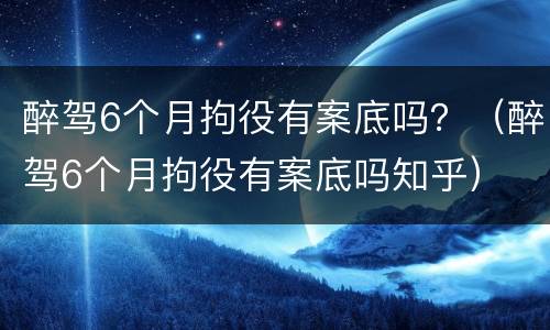 醉驾6个月拘役有案底吗？（醉驾6个月拘役有案底吗知乎）