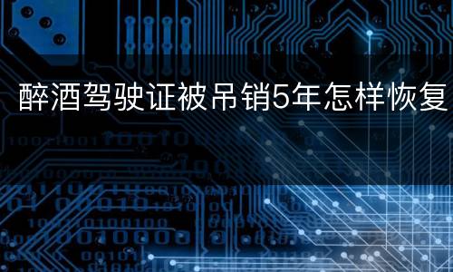 醉酒驾驶证被吊销5年怎样恢复