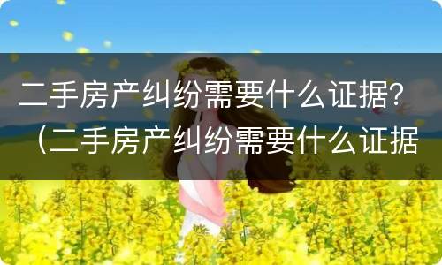 二手房产纠纷需要什么证据？（二手房产纠纷需要什么证据材料）