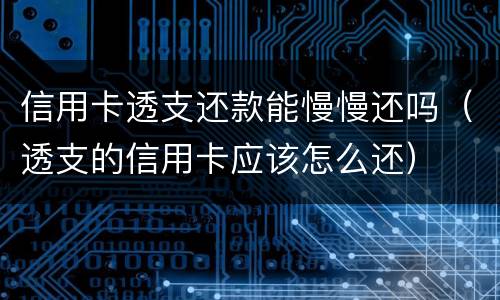 信用卡透支还款能慢慢还吗（透支的信用卡应该怎么还）
