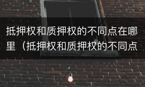 抵押权和质押权的不同点在哪里（抵押权和质押权的不同点在哪里可以查到）