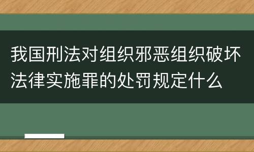 我国刑法对组织邪恶组织破坏法律实施罪的处罚规定什么