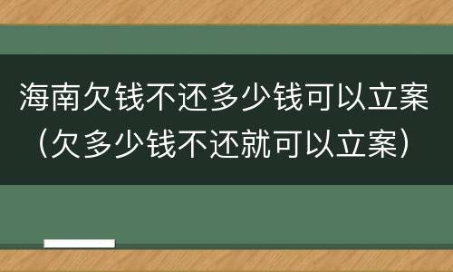 海南欠钱不还多少钱可以立案（欠多少钱不还就可以立案）