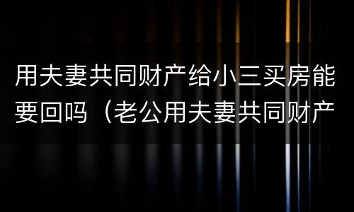 用夫妻共同财产给小三买房能要回吗（老公用夫妻共同财产给小三买了房子,能要回来吗）