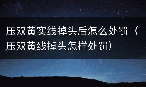 压双黄实线掉头后怎么处罚（压双黄线掉头怎样处罚）