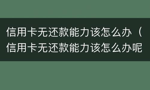 信用卡无还款能力该怎么办（信用卡无还款能力该怎么办呢）