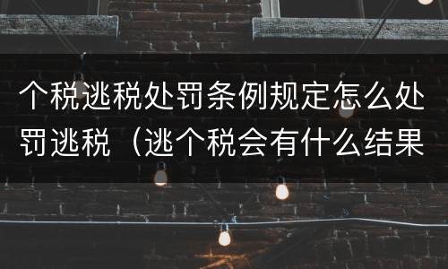 个税逃税处罚条例规定怎么处罚逃税（逃个税会有什么结果）