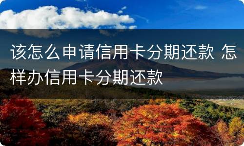 该怎么申请信用卡分期还款 怎样办信用卡分期还款