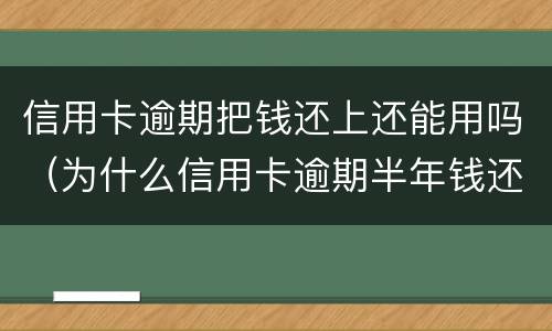 信用卡逾期把钱还上还能用吗（为什么信用卡逾期半年钱还了怎么还能用）