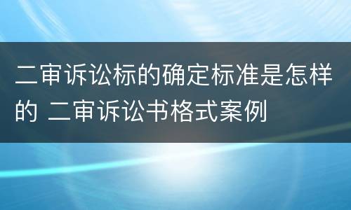 二审诉讼标的确定标准是怎样的 二审诉讼书格式案例