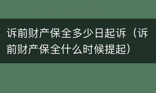 诉前财产保全多少日起诉（诉前财产保全什么时候提起）