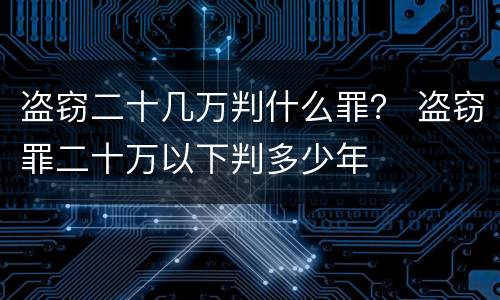 盗窃二十几万判什么罪？ 盗窃罪二十万以下判多少年