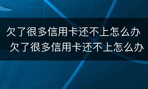 欠了很多信用卡还不上怎么办 欠了很多信用卡还不上怎么办