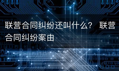 联营合同纠纷还叫什么？ 联营合同纠纷案由