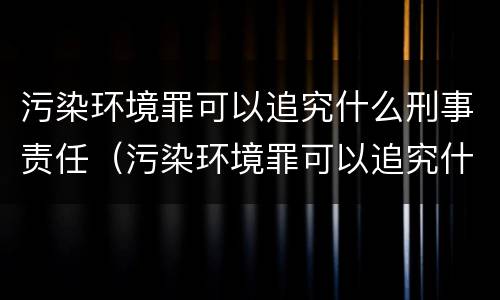 污染环境罪可以追究什么刑事责任（污染环境罪可以追究什么刑事责任）