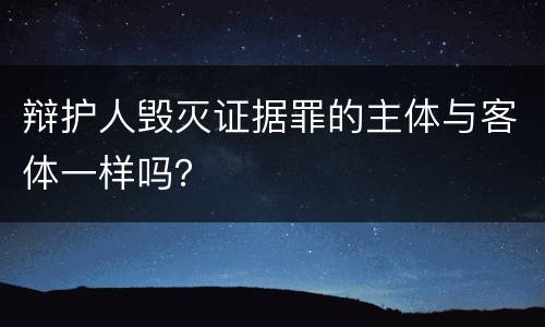 辩护人毁灭证据罪的主体与客体一样吗？