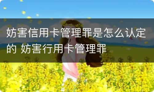 妨害信用卡管理罪是怎么认定的 妨害行用卡管理罪