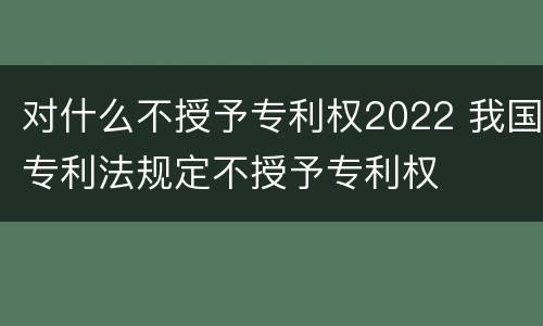 对什么不授予专利权2022 我国专利法规定不授予专利权