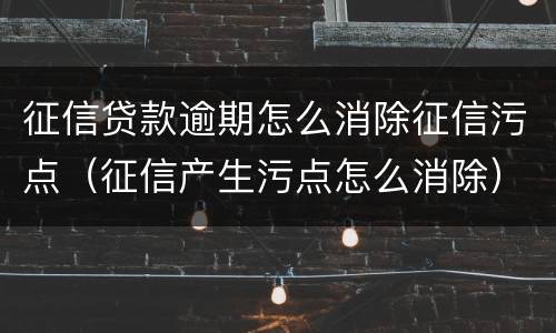 征信贷款逾期怎么消除征信污点（征信产生污点怎么消除）