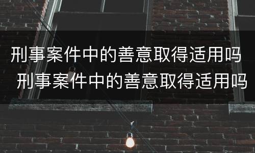 刑事案件中的善意取得适用吗 刑事案件中的善意取得适用吗怎么处理