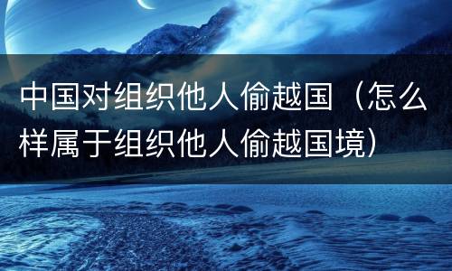 中国对组织他人偷越国（怎么样属于组织他人偷越国境）