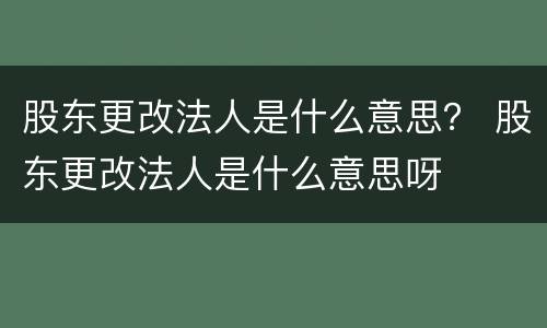 股东更改法人是什么意思？ 股东更改法人是什么意思呀
