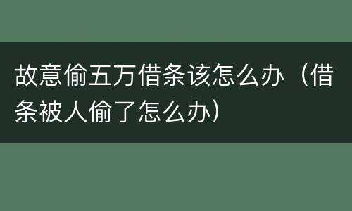 故意偷五万借条该怎么办（借条被人偷了怎么办）