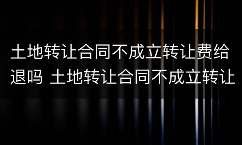 土地转让合同不成立转让费给退吗 土地转让合同不成立转让费给退吗怎么办